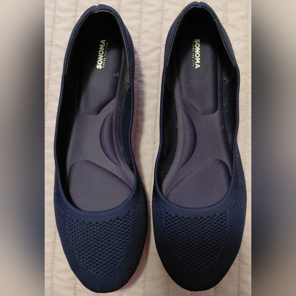 Sonoma Women's Sz 11m Dark Blue Knit Ballet Flats